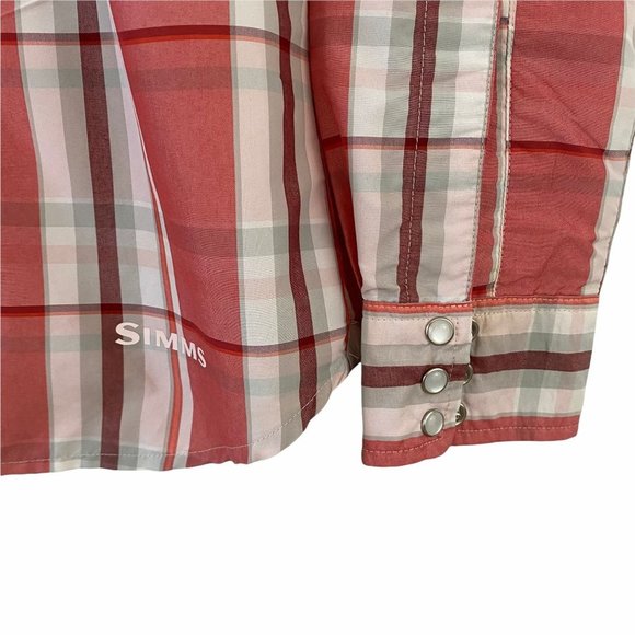 Simms Fishing Womens Size Small Big Sky Long Sleeve Plaid Pearl Snap-Front Shirt - Picture 6 of 9